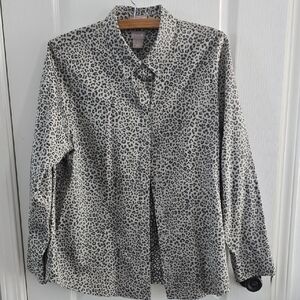 Chico's Black and White Leopard Print Button Down Shirt